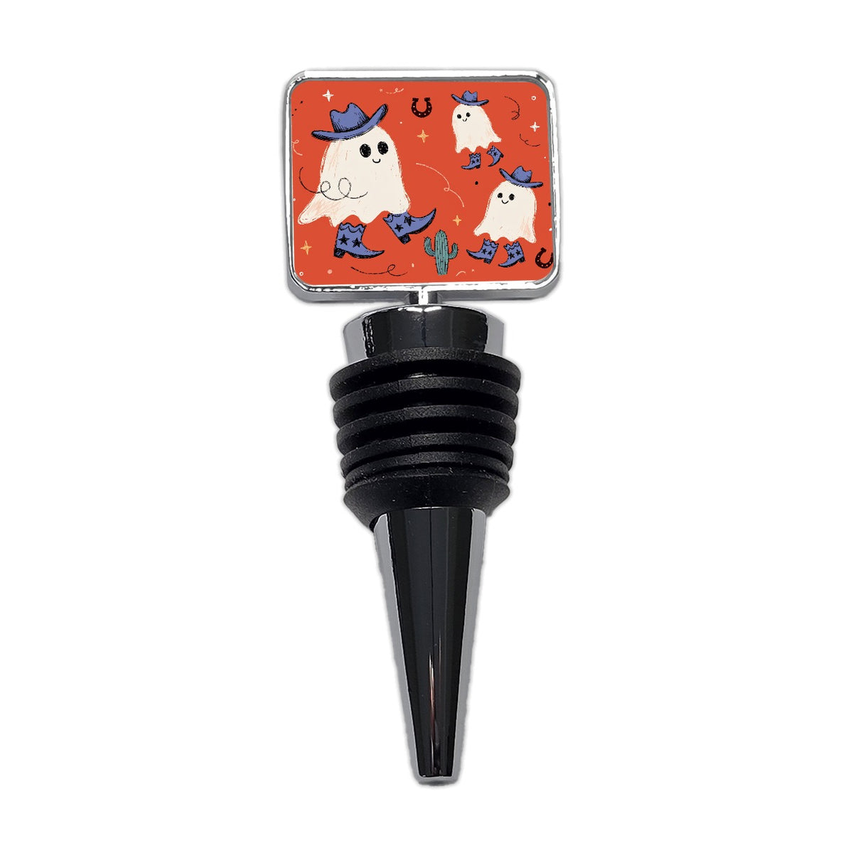 Friendly Ghosts Cowboys Halloween Wine Bottle Stopper