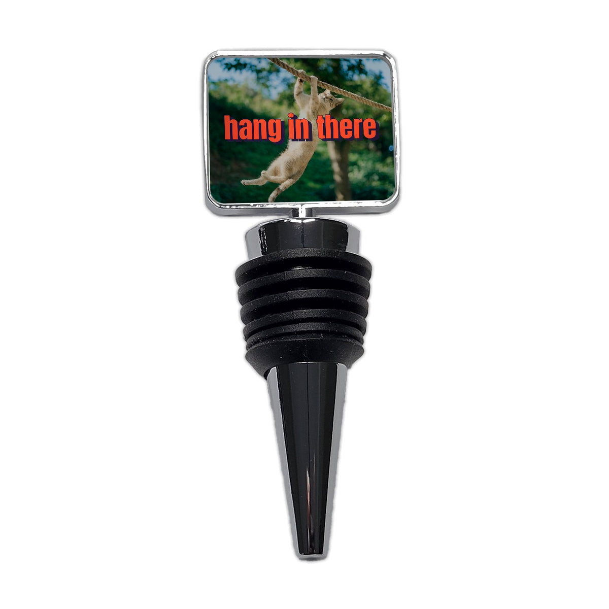 Hang In There Cat Funny Wine Bottle Stopper