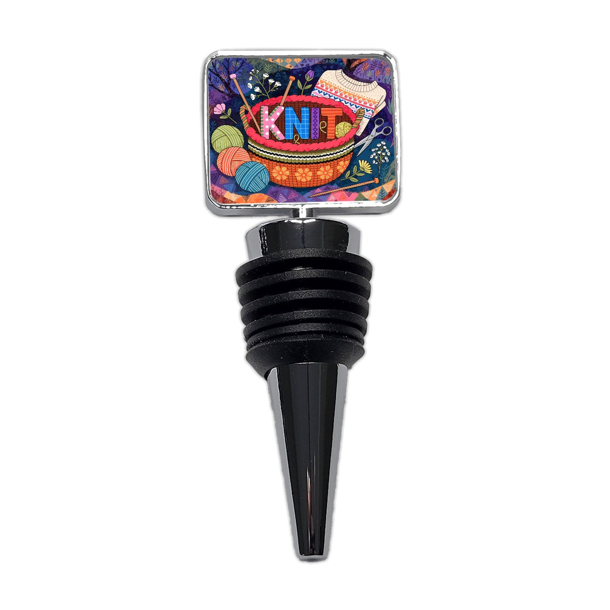 Knit Knitting Colorful Yarn Basket Wine Bottle Stopper