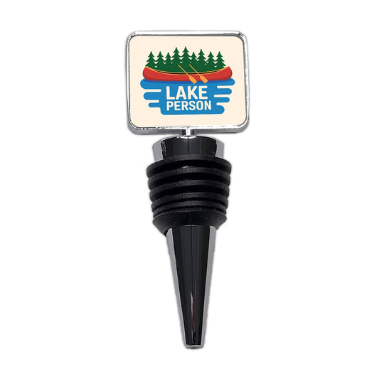 Lake Person Canoe Trees Wine Bottle Stopper