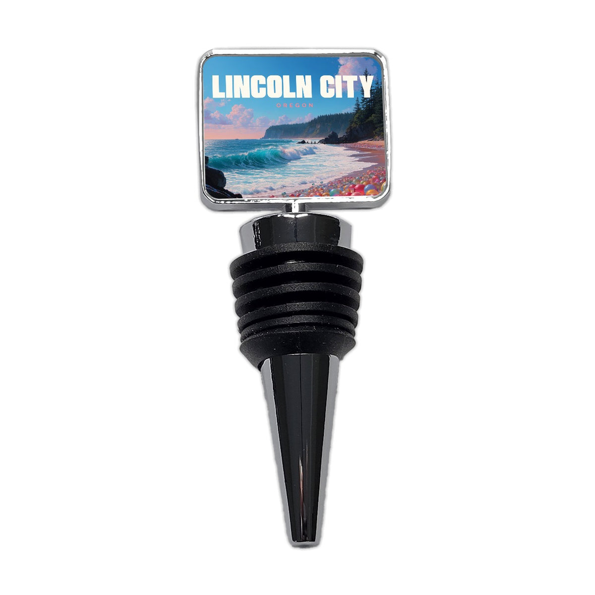 Lincoln City Oregon Travel Wine Bottle Stopper