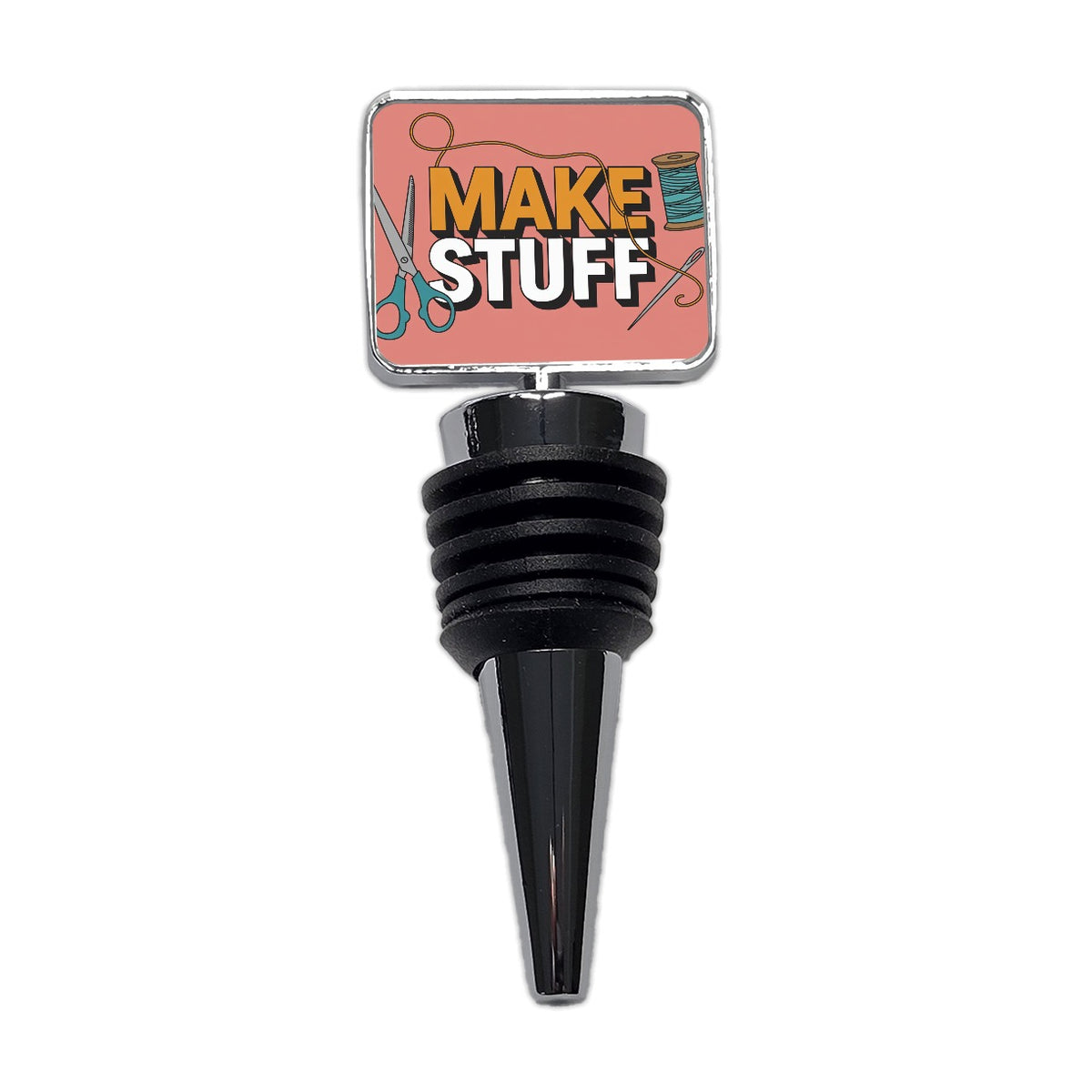 Make Stuff Scissors Thread Sewing Crafter Wine Bottle Stopper