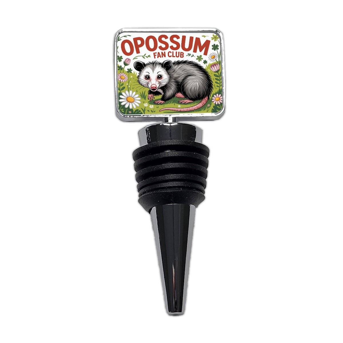 Opossum Fan Club In Flowers Wine Bottle Stopper