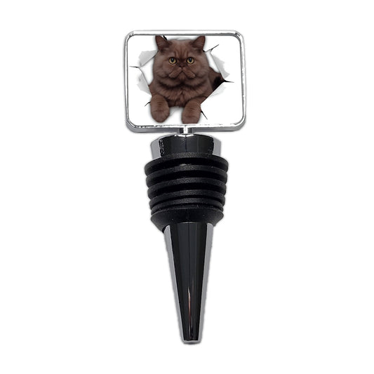 Persian Cat Breakout Wine Bottle Stopper