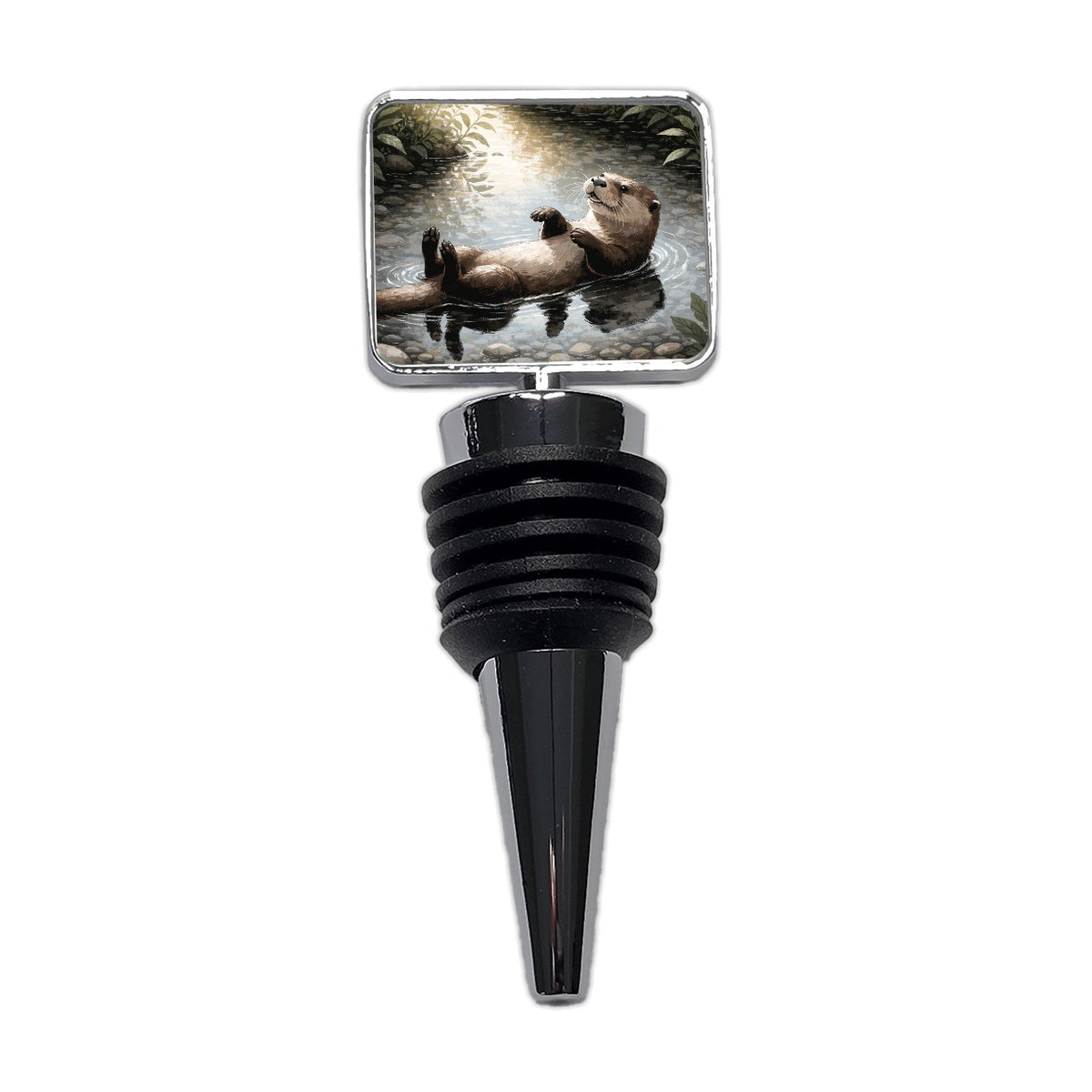Playful River Otter Wine Bottle Stopper