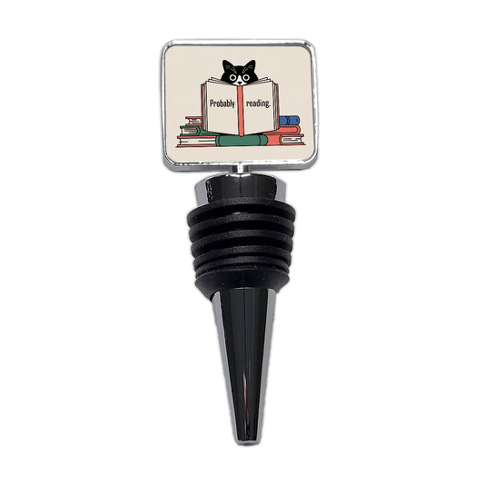 Probably Reading Cat Wine Bottle Stopper