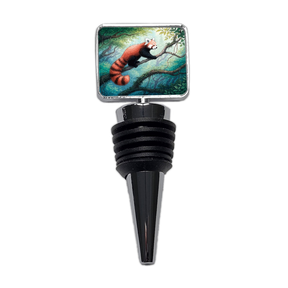 Red Panda Forest Wine Bottle Stopper