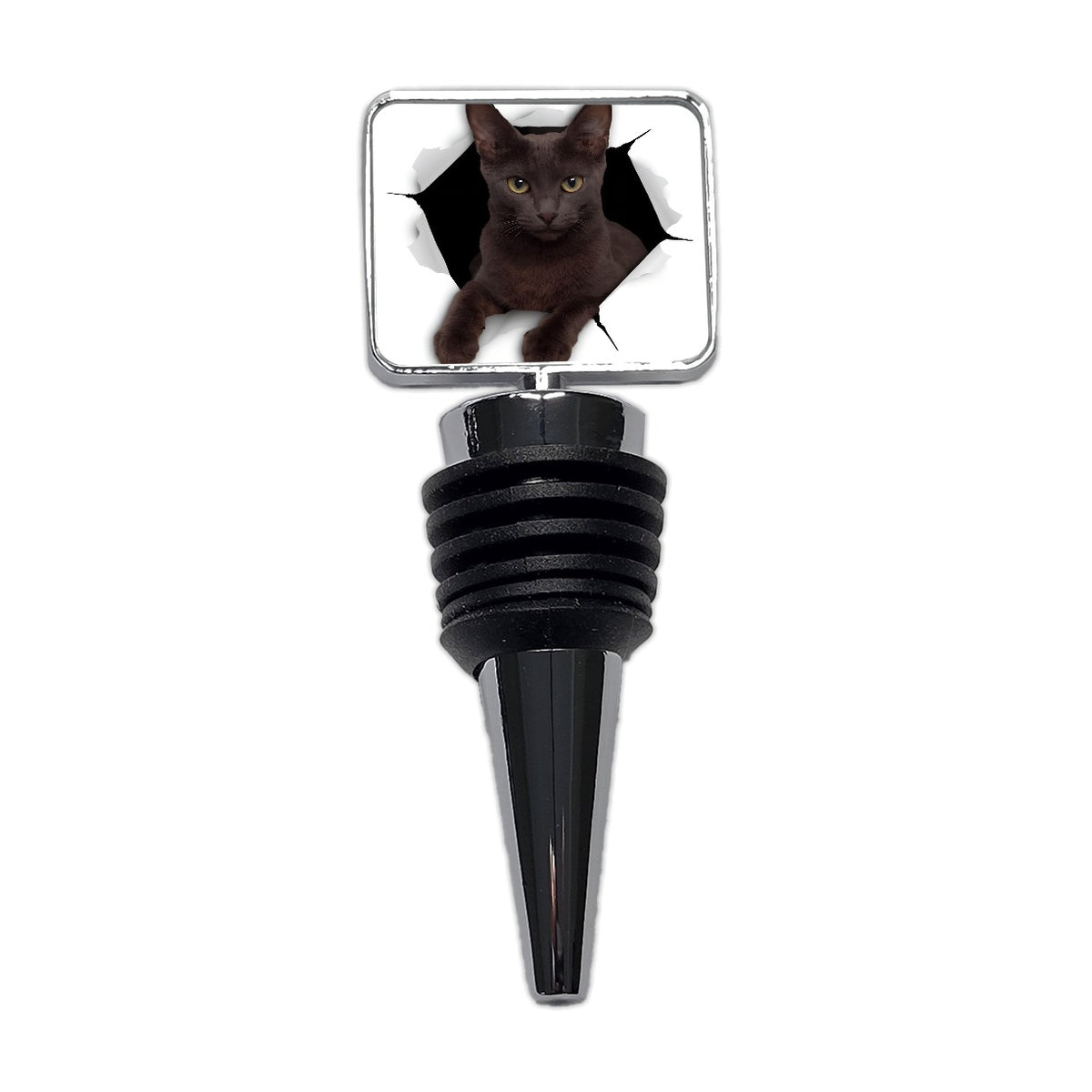 Russian Blue Cat Breakout Wine Bottle Stopper