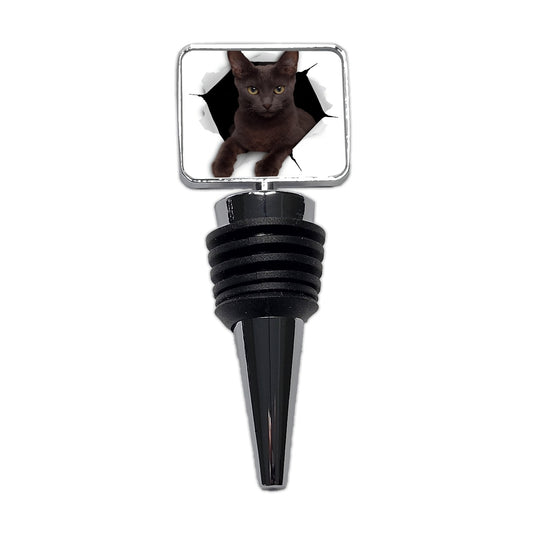 Russian Blue Cat Breakout Wine Bottle Stopper