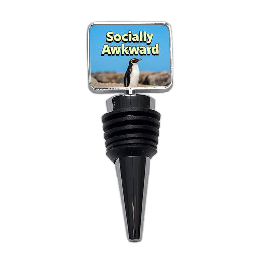 Socially Awkward Penguin Funny Wine Bottle Stopper