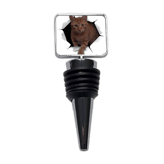 Tabby Orange Cat Breakout Wine Bottle Stopper
