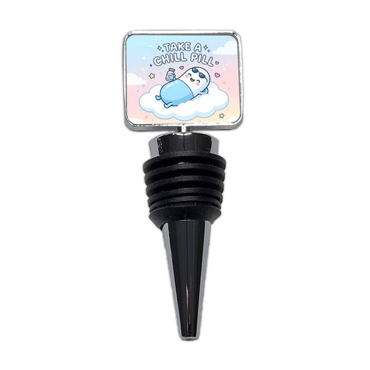 Take Chill Pill Cloud Funny Wine Bottle Stopper