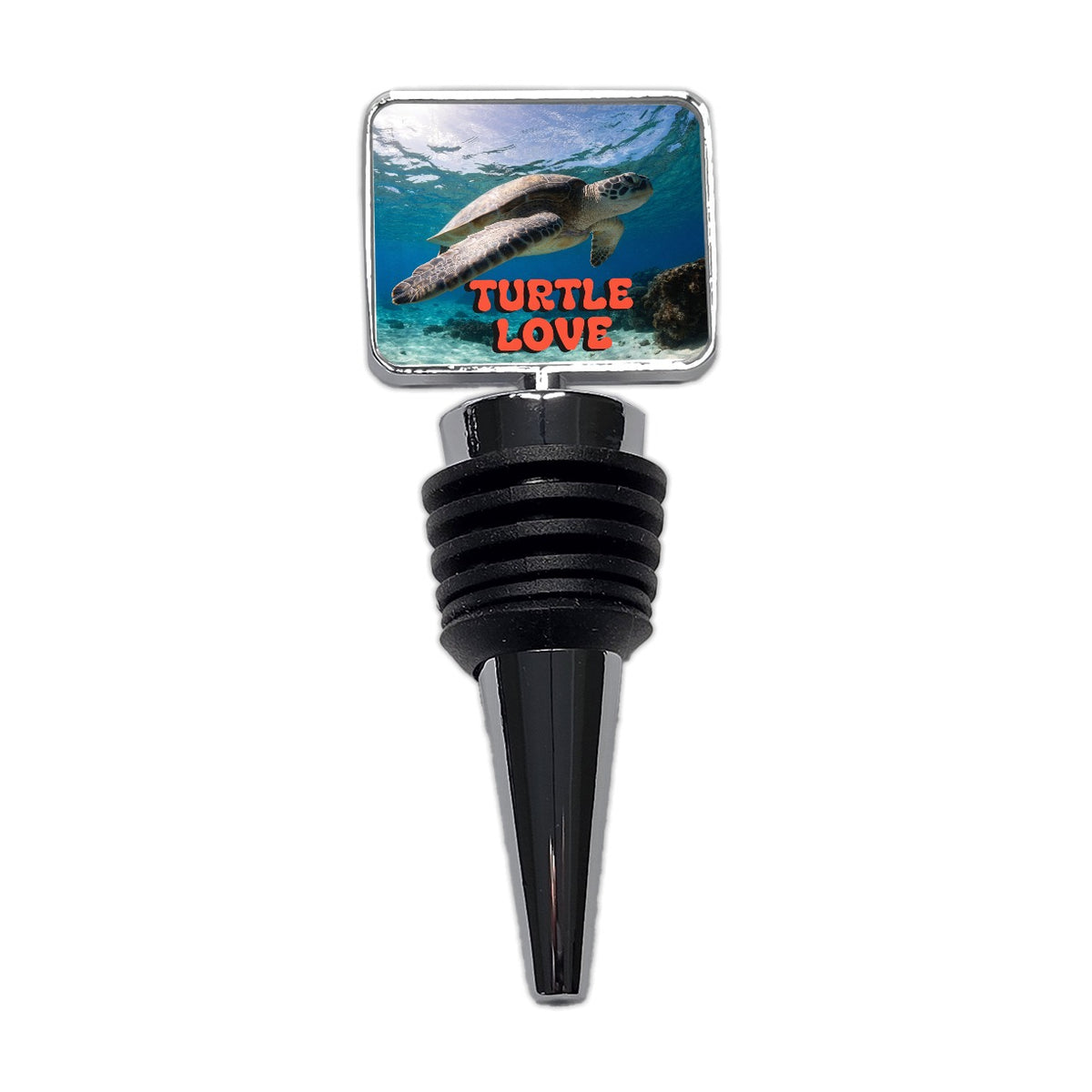 Turtle Love Swimming Fun Wine Bottle Stopper