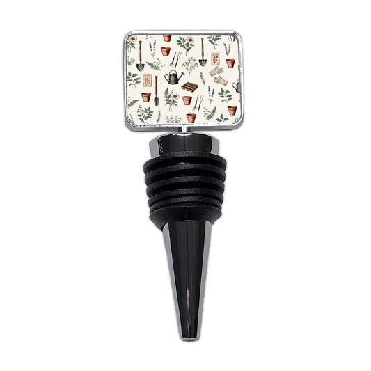 Vintage Garden Tools Seed Packets Wine Bottle Stopper