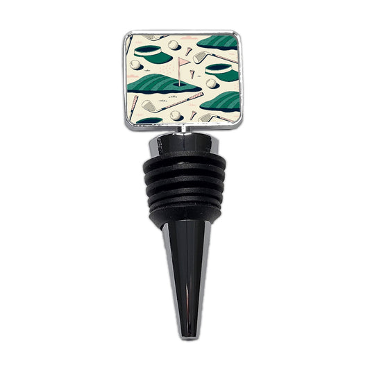Vintage Golf Clubs Balls Wine Bottle Stopper
